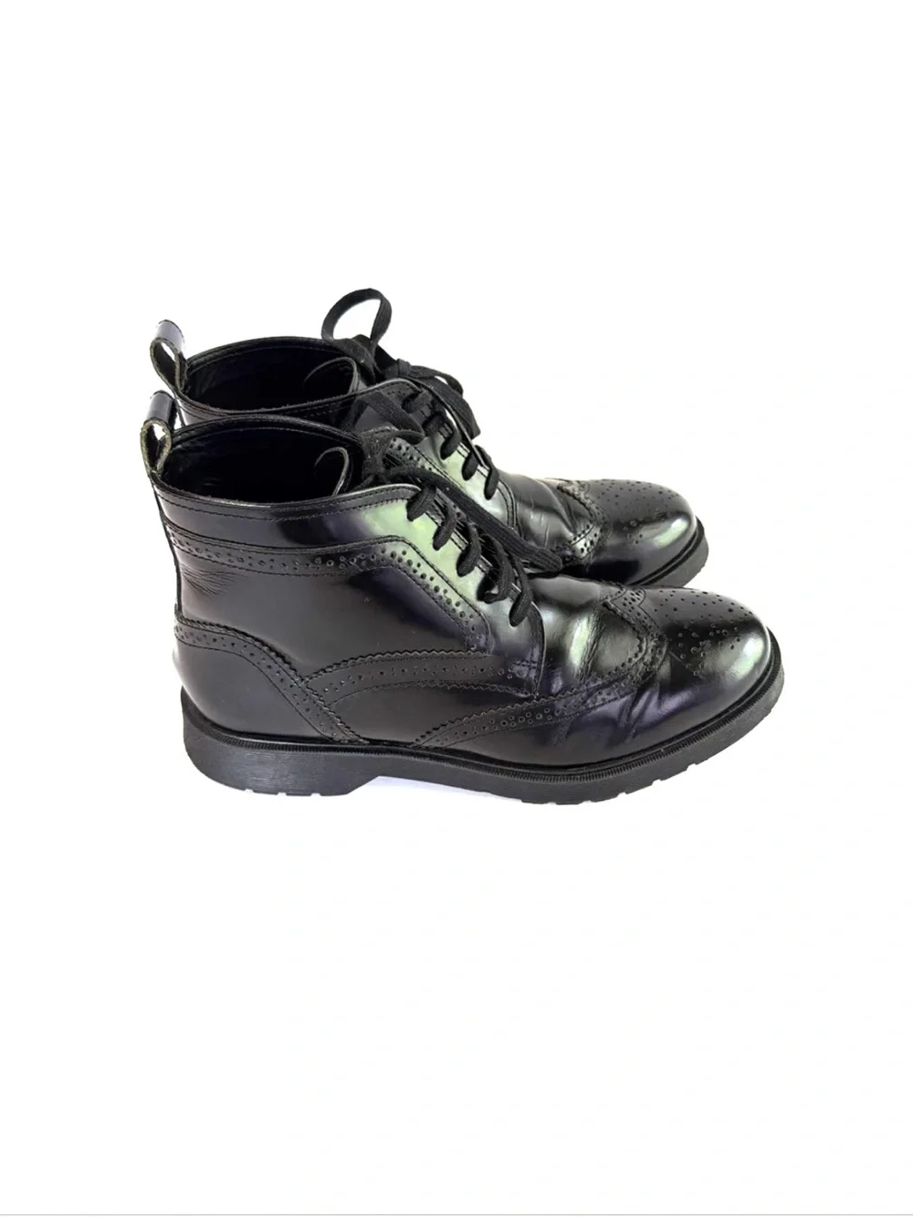 Kurt Geiger Halston Brogue Black Leather Wingtip Boots Men Size 9 / 42